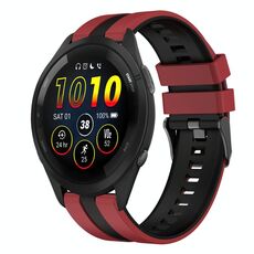 Per Garmin Forerunner 265 Music 22mm cinturino sportivo in silicone bicolore (rosso + nero)