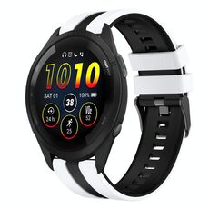 Per Garmin Forerunner 265 Music 22mm Cinturino sportivo in silicone bicolore (bianco+nero)