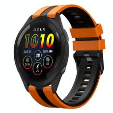 Per Garmin Forerunner 265 Music 22mm cinturino sportivo in silicone bicolore (arancione + nero)