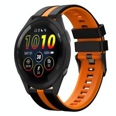 Per Garmin Forerunner 265 Music 22mm cinturino sportivo in silicone bicolore (nero + arancione)