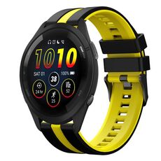 Per Garmin Forerunner 265 Music 22mm cinturino sportivo in silicone bicolore (nero + giallo)