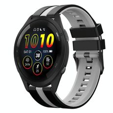 Per Garmin Forerunner 265 Music 22mm cinturino sportivo in silicone bicolore (nero + grigio)
