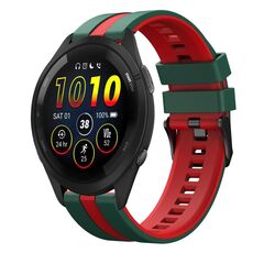 Per Garmin Forerunner 265 Music 22mm cinturino sportivo in silicone bicolore (verde + rosso)