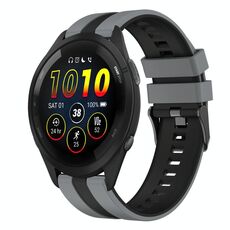 Per Garmin Forerunner 265 Music 22mm cinturino sportivo in silicone bicolore (grigio + nero)