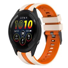 Per Garmin Forerunner 265 Music 22mm cinturino sportivo in silicone bicolore (Starlight + arancione)