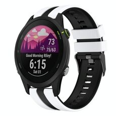 Per cinturino in silicone sportivo bicolore Garmin Forerunner 255 da 22 mm (bianco + nero)