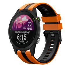 Per cinturino in silicone sportivo bicolore Garmin Forerunner 255 da 22 mm (arancione + nero)