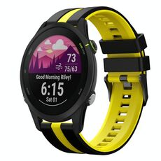 Per Garmin Forerunner 255 22mm cinturino sportivo in silicone bicolore (nero+giallo)