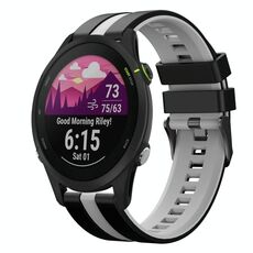 Per cinturino in silicone sportivo bicolore Garmin Forerunner 255 da 22 mm (nero + grigio)