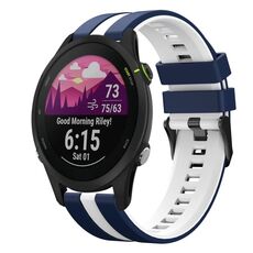 Per cinturino in silicone sportivo bicolore Garmin Forerunner 255 da 22 mm (blu + bianco)