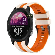 Per cinturino sportivo in silicone bicolore Garmin Forerunner 255 da 22 mm (Starlight + arancione)