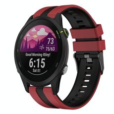 Per Garmin Forerunner 255 Music 22mm cinturino sportivo in silicone bicolore (rosso + nero)