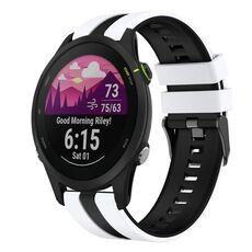 Per Garmin Forerunner 255 Music 22mm cinturino sportivo in silicone bicolore (bianco + nero)