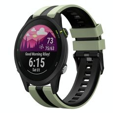 Per cinturino sportivo in silicone bicolore Garmin Forerunner 255 Music da 22 mm (verde chiaro + nero)