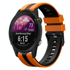 Per Garmin Forerunner 255 Music 22mm cinturino sportivo in silicone bicolore (arancione + nero)