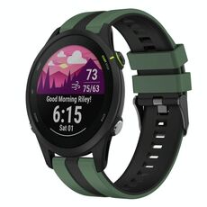 Per Garmin Forerunner 255 Music 22mm cinturino sportivo in silicone bicolore (verde oliva + nero)