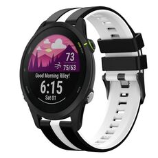 Per Garmin Forerunner 255 Music 22mm cinturino sportivo in silicone bicolore (nero + bianco)