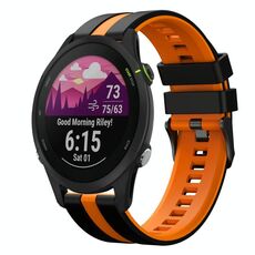 Per cinturino in silicone sportivo bicolore Garmin Forerunner 255 Music da 22 mm (nero + arancione)