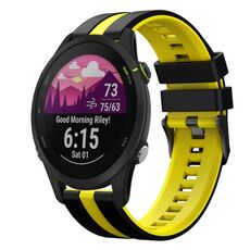Per Garmin Forerunner 255 Music 22mm cinturino sportivo in silicone bicolore (nero + giallo)