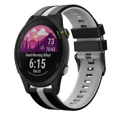 Per Garmin Forerunner 255 Music 22mm Cinturino sportivo in silicone bicolore (nero+grigio)