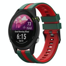 Per Garmin Forerunner 255 Music 22mm Cinturino sportivo in silicone bicolore (verde+rosso)