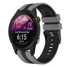 Per Garmin Forerunner 255 Music 22mm cinturino sportivo in silicone bicolore (grigio + nero)