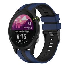 Per Garmin Forerunner 255 Music 22mm cinturino sportivo in silicone bicolore (blu + nero)