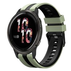 Per cinturino in silicone sportivo bicolore Garmin Venu 2 da 22 mm (verde chiaro + nero)