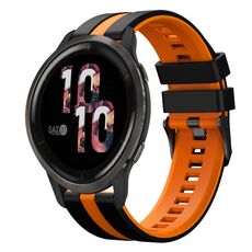 Per cinturino in silicone sportivo bicolore Garmin Venu 2 da 22 mm (nero + arancione)