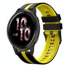 Per Garmin Venu 2 22mm cinturino sportivo in silicone bicolore (nero + giallo)