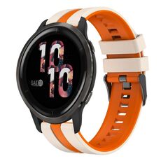 Per cinturino sportivo in silicone bicolore Garmin Venu 2 da 22 mm (Starlight + arancione)