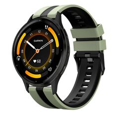 Per Garmin Venu 3 22mm cinturino sportivo in silicone bicolore (verde chiaro+nero)