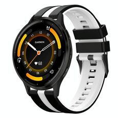 Per Garmin Venu 3 22mm cinturino sportivo in silicone bicolore (nero+bianco)