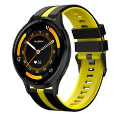 Per Garmin Venu 3 22mm cinturino sportivo in silicone bicolore (nero + giallo)