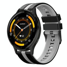 Per Garmin Venu 3 22mm cinturino sportivo in silicone bicolore (nero + grigio)