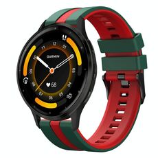 Per Garmin Venu 3 22mm cinturino sportivo in silicone bicolore (verde+rosso)