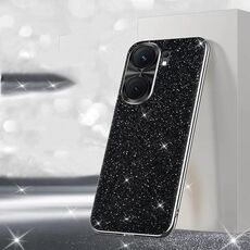Per vivo iQOO Neo9 Custodia per telefono con polvere glitterata elettrolitica (nera)