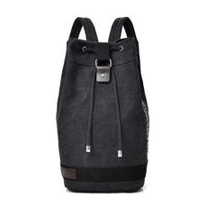 Zaino casual in tela Borsa a secchiello Zaino per computer Borsa da viaggio per escursionismo, dimensioni: grande nero