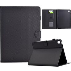 Custodia in pelle Smart Tablet con struttura in fibra di colore solido di terza generazione per Lenovo Tab M10 Plus (nera)