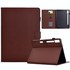 Per Lenovo Tab P12 Custodia in pelle Smart Tablet con struttura in fibra di colore solido (marrone)