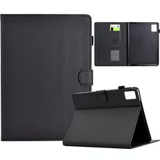 Per Xiaomi Redmi Pad SE Custodia in pelle per tablet intelligente con trama in fibra di colore solido (nero)