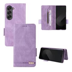 Per Samsung Galaxy Z Fold6 Custodia in pelle con chiusura magnetica (viola)