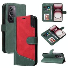 Per OPPO Reno12 Pro 5G Custodia per telefono in pelle con giunture globali a tre colori (verde)