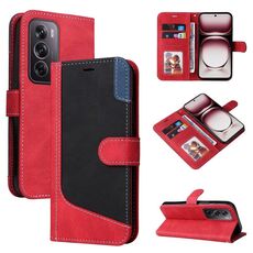 Per OPPO Reno12 Pro 5G Custodia per telefono in pelle con giunture globali a tre colori (rossa)