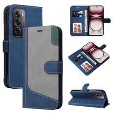 Per OPPO Reno12 Pro 5G Custodia per telefono in pelle con giunture globali a tre colori (blu)