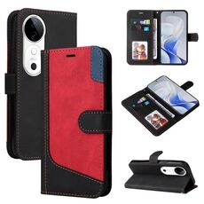 Per vivo V40 5G Custodia per cellulare in pelle con giunture a tre colori (nera)