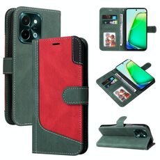 Custodia per telefono in pelle con giunture a tre colori per vivo Y28 4G (verde)