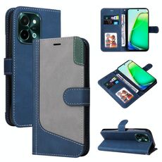 Per vivo Y28 4G Custodia per telefono in pelle con giunture a tre colori (blu)