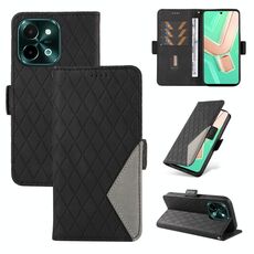 Custodia per telefono in pelle con reticolo rombico bicolore per vivo Y28 4G (nera)