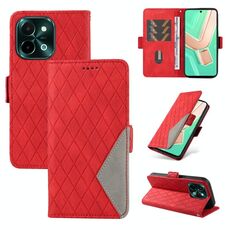 Custodia per telefono in pelle con reticolo rombico bicolore per vivo Y28 4G (rossa)
